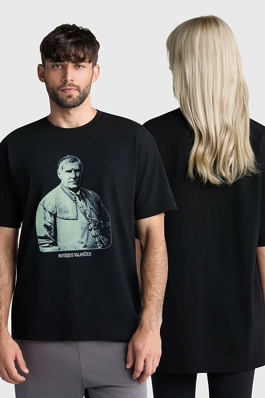Short sleeves cotton T-shirt „Motiejus Valančius“ 1 | BLACK | Audimas