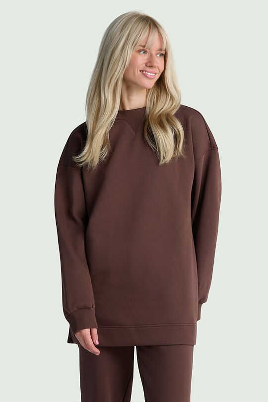 Cotton fleece sweatshirt 1 | BROWN | Audimas