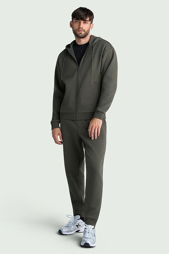 Cotton fleece full-zip hoodie 5 | CHAKI | Audimas