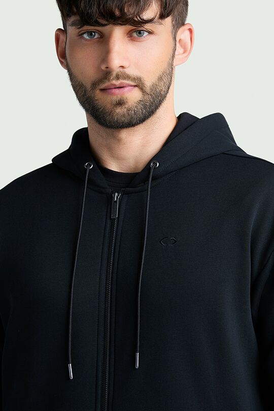 Cotton fleece full-zip hoodie 3 | BLACK | Audimas