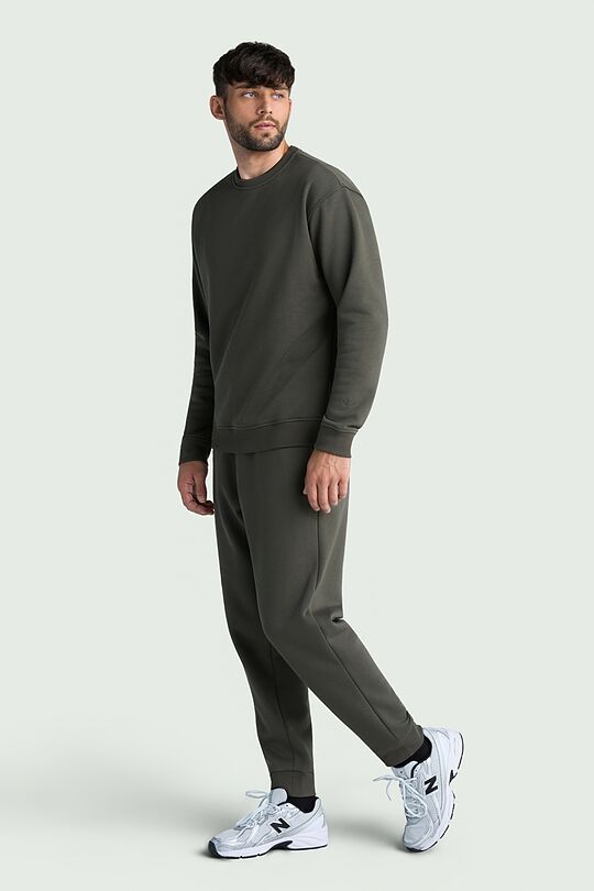 Cotton fleece crewneck sweatshirt 5 | CHAKI | Audimas