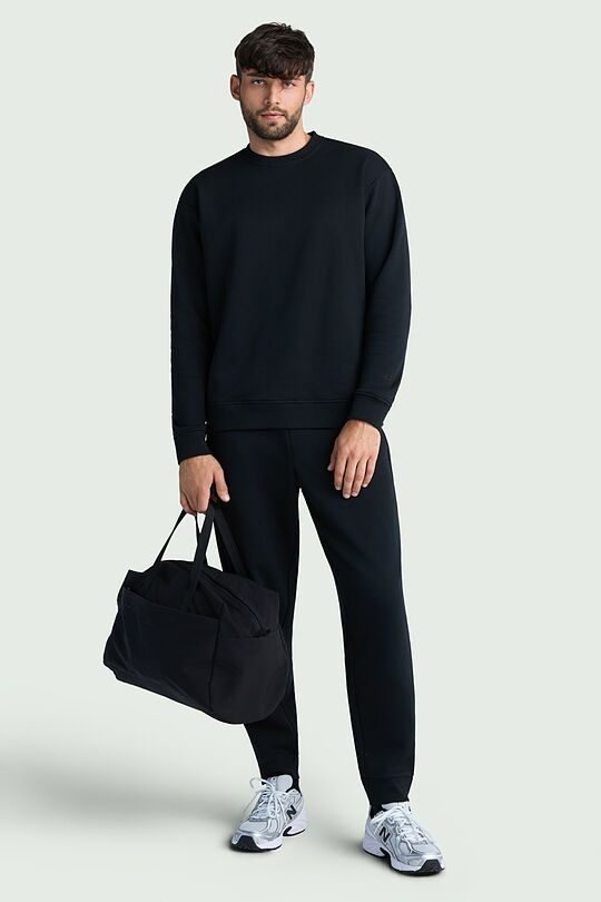 Cotton fleece crewneck sweatshirt 5 | BLACK | Audimas