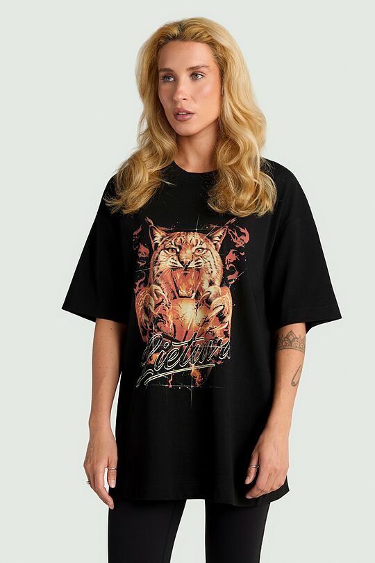 Short sleeves cotton T-shirt "Wild strength" 1 | BLACK | Audimas