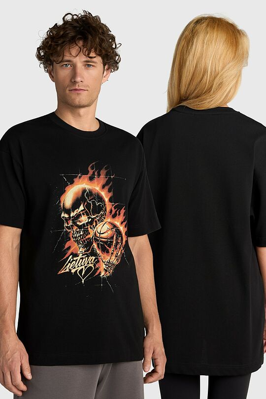 Short sleeves cotton T-shirt "Fighting Spirit" 1 | BLACK | Audimas