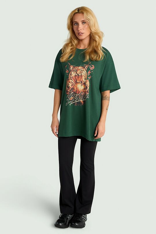 Short sleeves cotton T-shirt "Wild strength" 5 | GREEN | Audimas