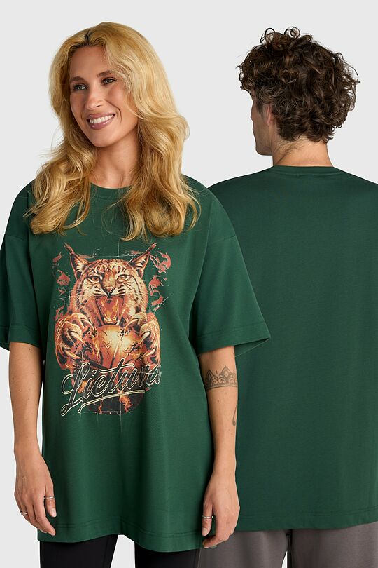 Short sleeves cotton T-shirt "Wild strength" 1 | GREEN | Audimas
