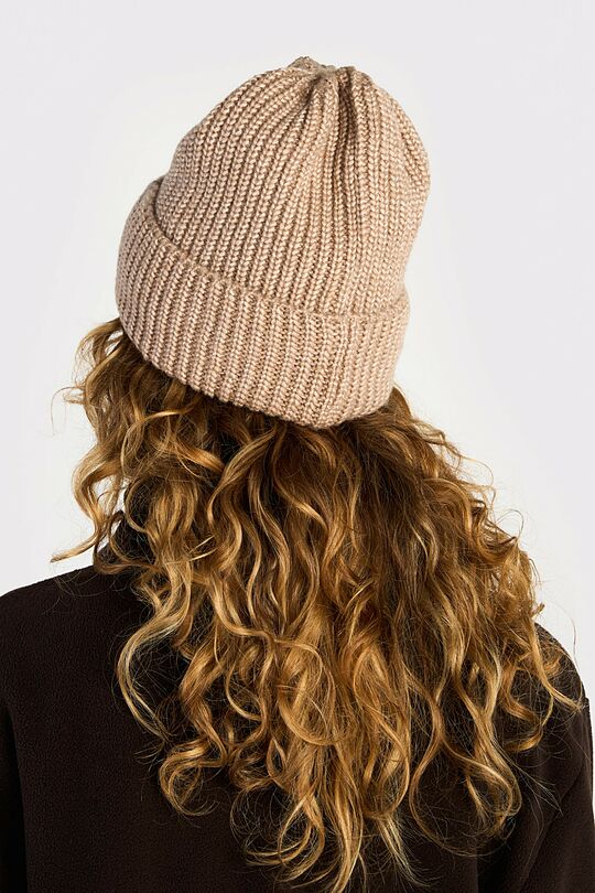 Merino wool and cotton blend knitted hat 3 | Cream | Audimas