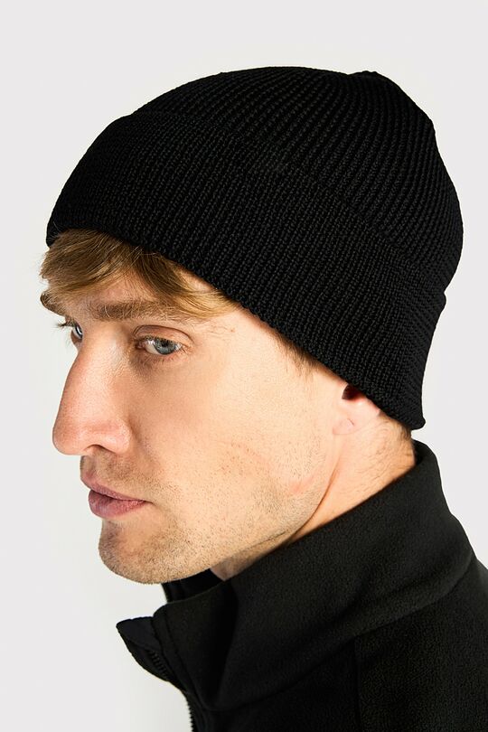 Knitted merino wool hat 7 | BLACK | Audimas