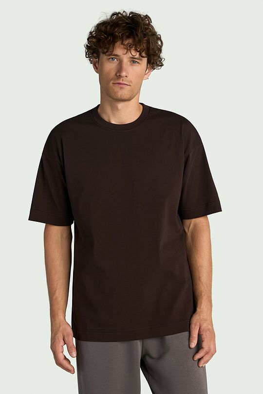 Oversized short sleeve cotton T-shirt 4 | BROWN | Audimas