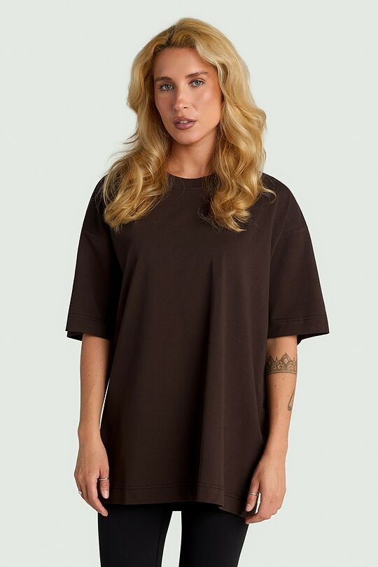 Oversized short sleeve cotton T-shirt 2 | BROWN | Audimas