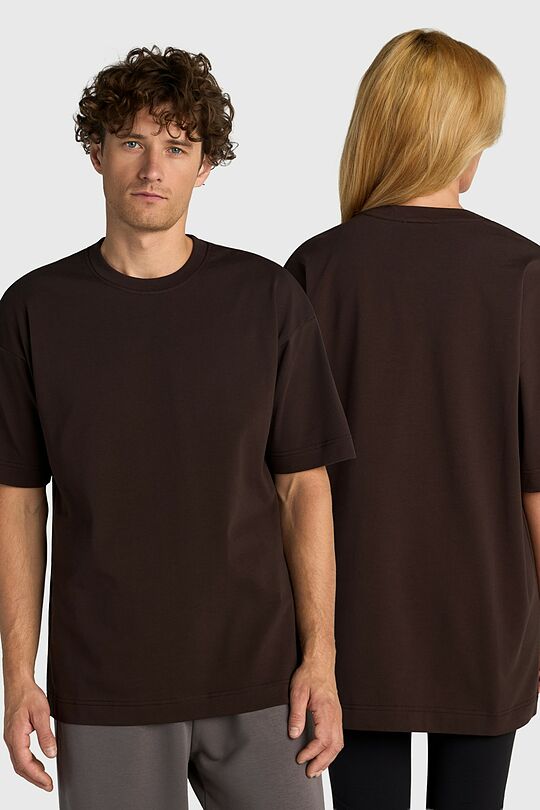 Oversized short sleeve cotton T-shirt 1 | BROWN | Audimas
