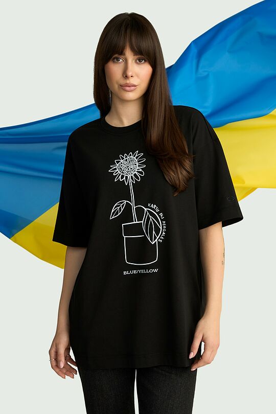 Unisex short-sleeve cotton T-shirt "Sunflower" 4 | BLACK | Audimas