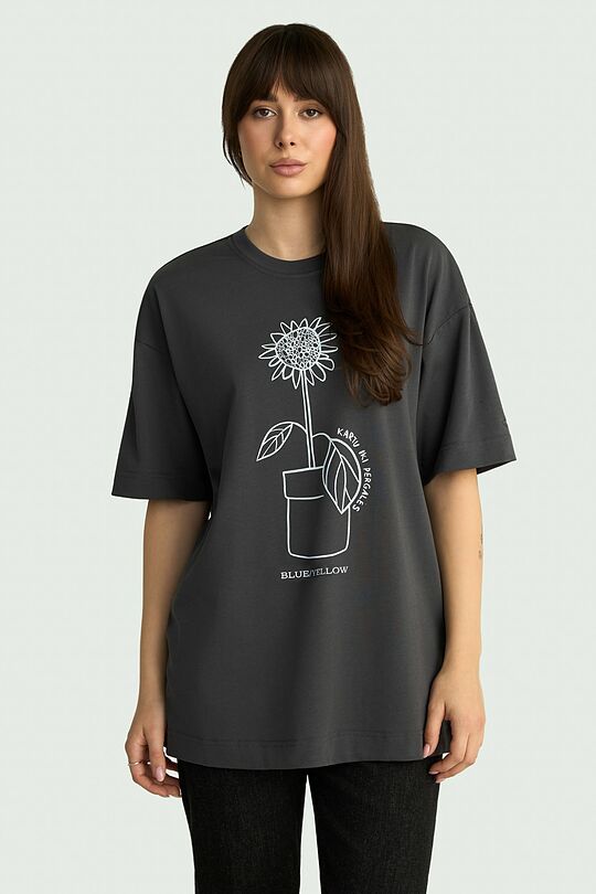 Unisex short-sleeve cotton T-shirt "Sunflower" 3 | DARK GREY | Audimas