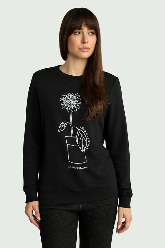 Women's cotton sweatshirt "Sunflower" 1 | BLACK | Audimas