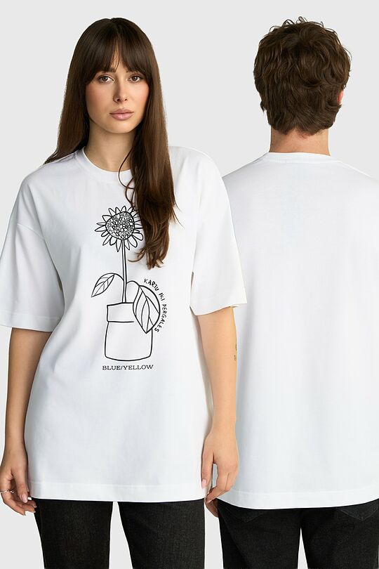 Unisex short-sleeve cotton T-shirt "Sunflower" 1 | WHITE | Audimas