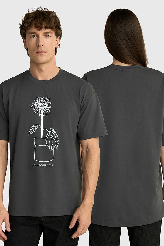 Unisex short-sleeve cotton T-shirt "Sunflower" 1 | DARK GREY | Audimas