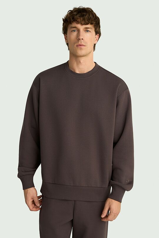 Oversized cotton fleece sweatshirt 1 | BROWN | Audimas