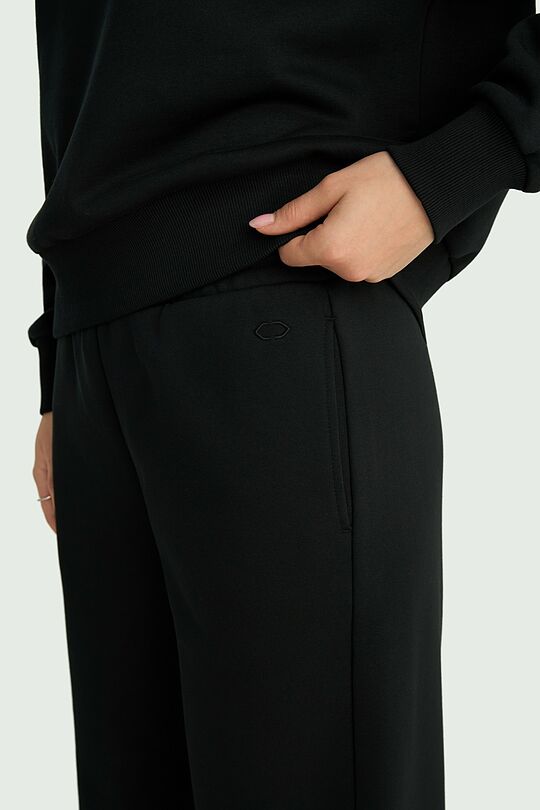 Wide cotton fleece sweatpants 5 | BLACK | Audimas