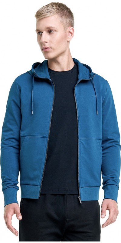 Cotton terry zip-through hoodie 1 | BLUE | Audimas