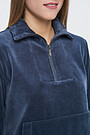 Cotton velour half-zip jumper 3 | BLUE | Audimas