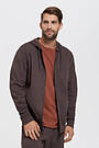 Pique cotton zip-through hoodie 1 | BROWN/BORDEAUX | Audimas