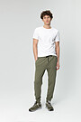 Stretch cotton slim fit sweatpants 3 | GREEN/ KHAKI / LIME GREEN | Audimas