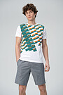 Stretch cotton tee with print 4 | WHITE | Audimas