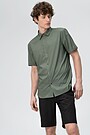 Wrinkle free - stretch fabric short sleeves shirt 4 | GREEN/ KHAKI / LIME GREEN | Audimas