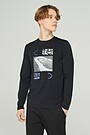 Stretch cotton long sleeve t-shirt 1 | BLACK | Audimas