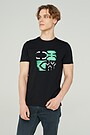 Stretch cotton t-shirt with print 2 | BLACK | Audimas