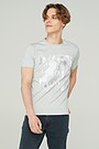 Stretch cotton t-shirt with print 1 | GREY/MELANGE | Audimas