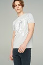 Stretch cotton t-shirt with print 3 | GREY/MELANGE | Audimas