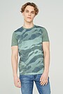 Stretch cotton t-shirt with print 1 | GREEN/ KHAKI / LIME GREEN | Audimas