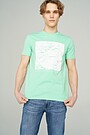 Stretch cotton t-shirt with print 1 | GREEN/ KHAKI / LIME GREEN | Audimas