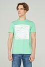 Stretch cotton t-shirt with print 3 | GREEN/ KHAKI / LIME GREEN | Audimas