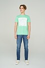Stretch cotton t-shirt with print 4 | GREEN/ KHAKI / LIME GREEN | Audimas