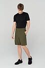 Long lightweight stretch fabric shorts 1 | GREEN/ KHAKI / LIME GREEN | Audimas