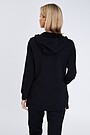 Lengthened stretch cotton zip-through hoodie 2 | BLACK | Audimas