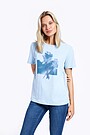 Stretch cotton t-shirt with print 1 | BLUE | Audimas