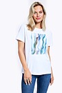 Stretch cotton t-shirt with print 1 | WHITE | Audimas