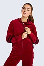 Cotton velour zip-through hoodie 1 | BORDO | Audimas