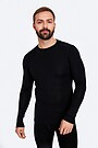 Merino wool rib knit long sleeve base layer top 1 | BLACK | Audimas