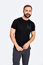 Fine merino wool short sleeve t-shirt with print 1 | BLACK | Audimas