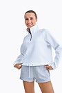 Cotton pique half zip sweatshirt 1 | WHITE | Audimas