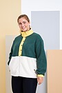 Warm fleece zip-through hoodie 1 | GREEN/ KHAKI / LIME GREEN | Audimas