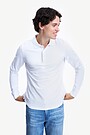 Organic cotton long sleeve pique polo shirt 1 | WHITE | Audimas