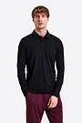 Fine merino wool blend long sleeve polo t-shirt 1 | BLACK | Audimas