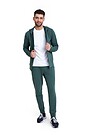 Tapered organic cotton French terry sweatpants 1 | GREEN | Audimas