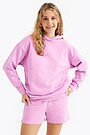 Organic cotton French terry hoodie 1 | PINK | Audimas