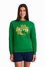 Printed terry crewneck sweatshirt 1 | GREEN | Audimas